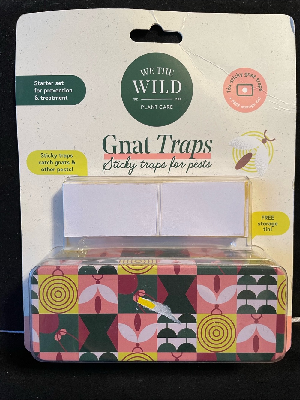 Gnat Traps Sticky Traps for Pests - Pink, Green, Yellow Pattern Free Storage Tin
